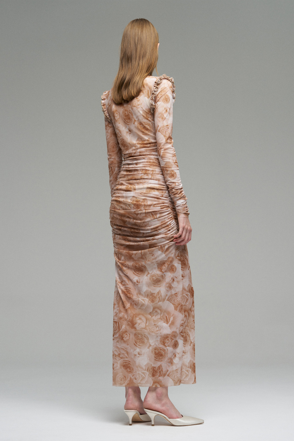 Платье с драпировкой из эластичной сетки, фото 3